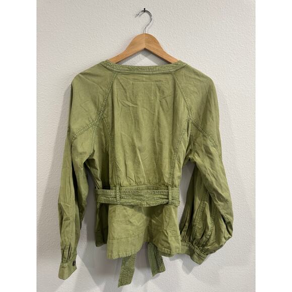 Anthropologie olive green zip jacket with belt - Picture 6 of 7